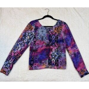 BAR III Women's Snakeskin Print Twist Back Top Size Small